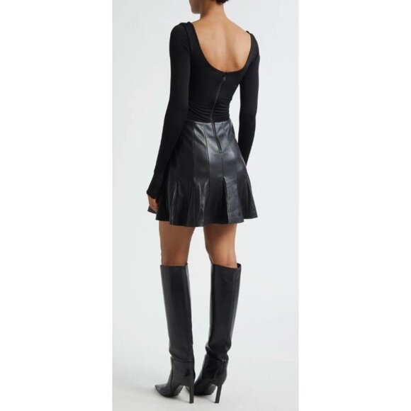 Alice + Olivia Chara Long Sleeve Minidress Faux Leather Black Size 2 $395 [jb] - Picture 4 of 10